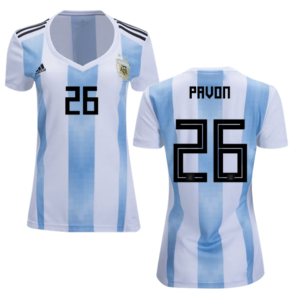 Women's Argentina #26 Pavon Home Soccer Country Jersey - Click Image to Close